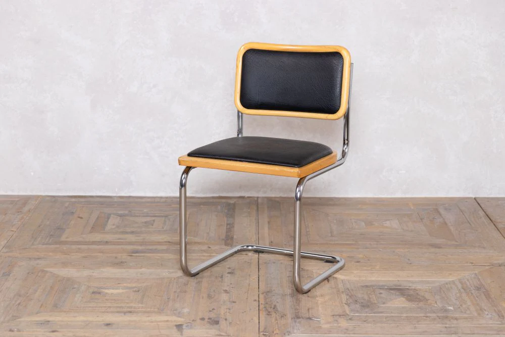 1970's Chrome Cantilever Chairs with Black Vinyl Seat - Image 2