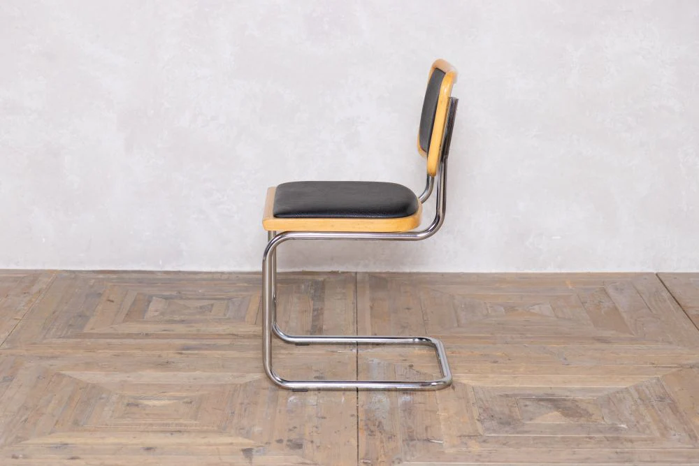 1970's Chrome Cantilever Chairs with Black Vinyl Seat - Image 3