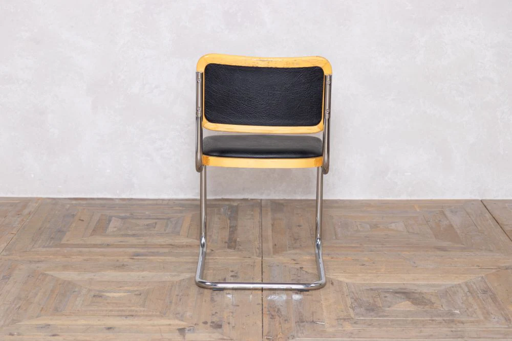1970's Chrome Cantilever Chairs with Black Vinyl Seat - Image 4
