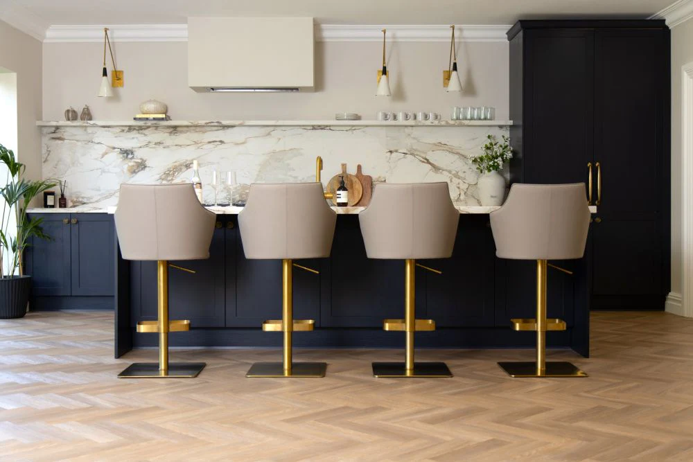 Addison Height Adjustable Swivel Stool in Beige with Gold Frame - SECONDS ITEM - Image 2