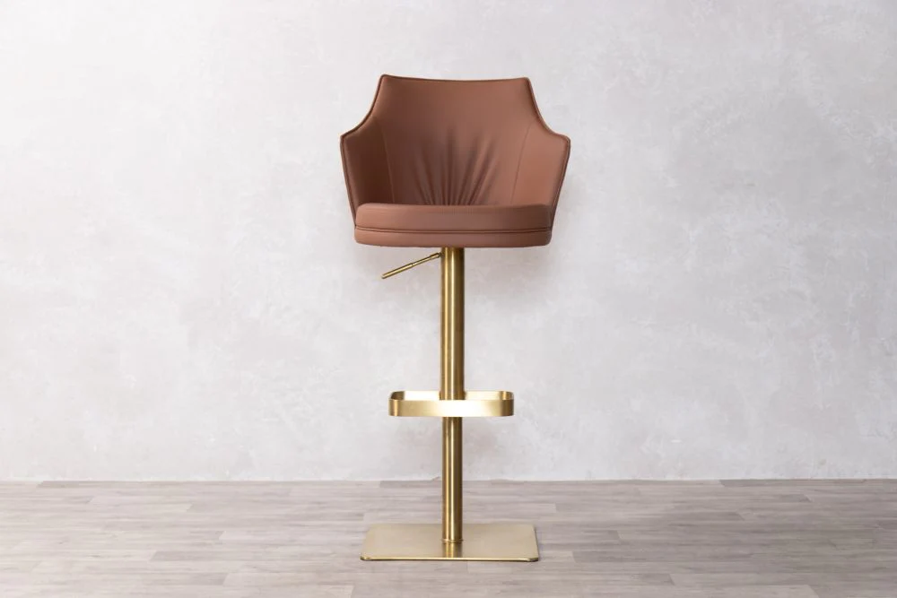 Addison Height Adjustable Swivel Stool Range in Russet Brown with Gold Frame - SECONDS ITEM - Image 2