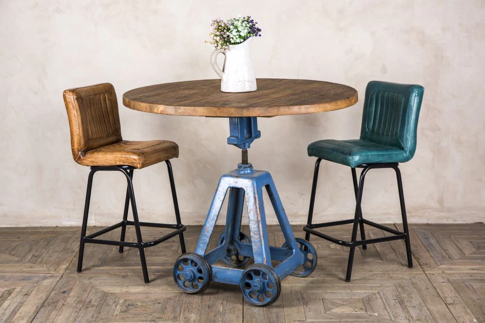 Blue Industrial Bar Table