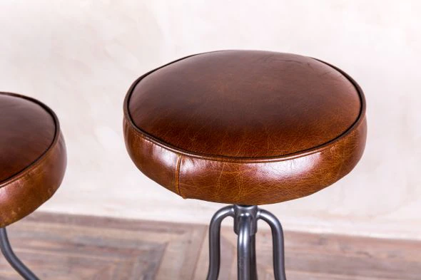 Fulham Height-Adjustable Leather Stool - Image 2