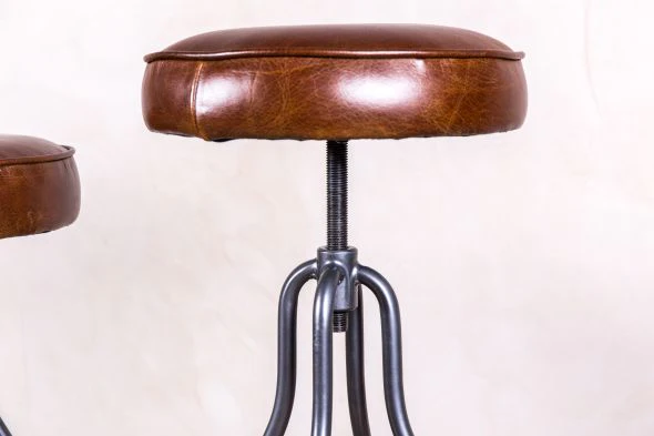 Fulham Height-Adjustable Leather Stool - Image 3