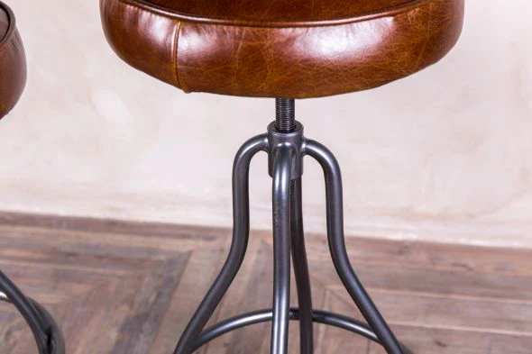 Fulham Height-Adjustable Leather Stool - Image 4