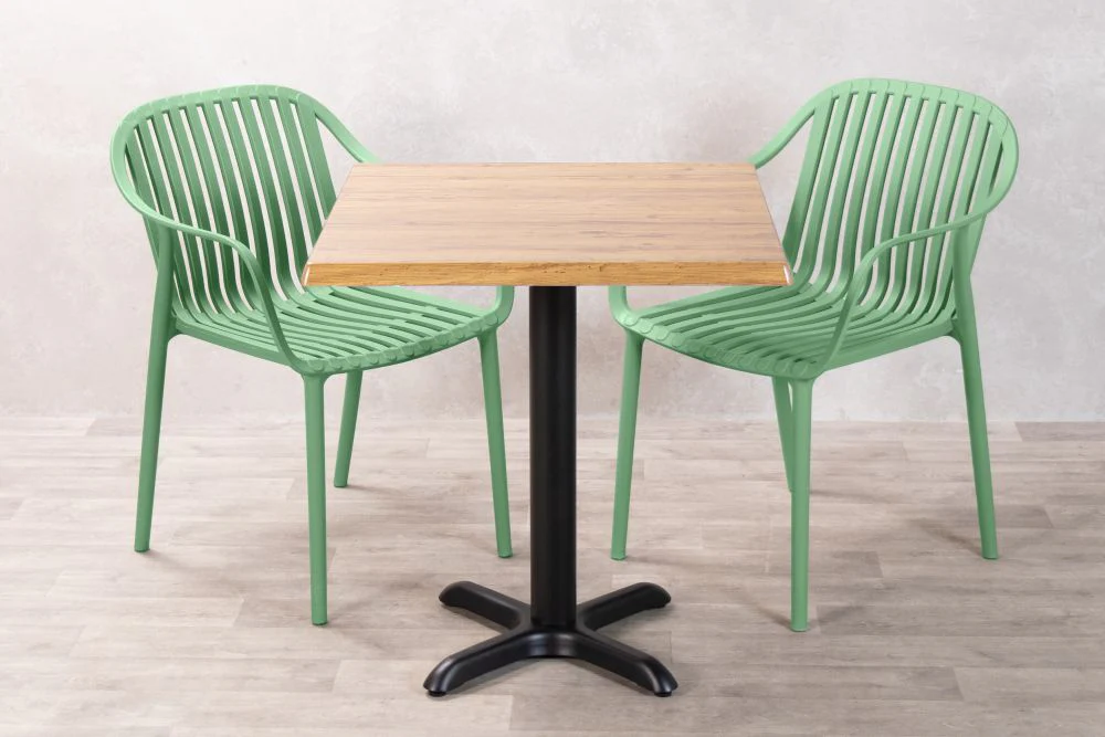 Aged Pine Top Outdoor Café Table Set with California Chairs - Image 21