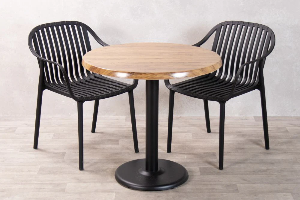 Aged Pine Top Outdoor Café Table Set with California Chairs - Image 5