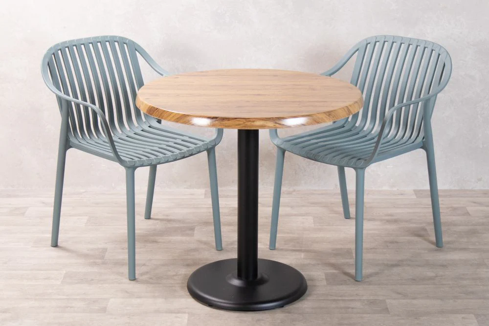 Aged Pine Top Outdoor Café Table Set with California Chairs - Image 6