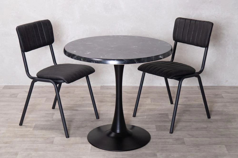 Alcantara Black Top Indoor Café Table Set - Image 12