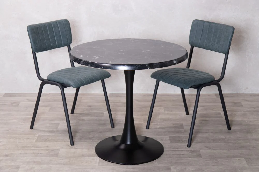 Alcantara Black Top Indoor Café Table Set - Image 13