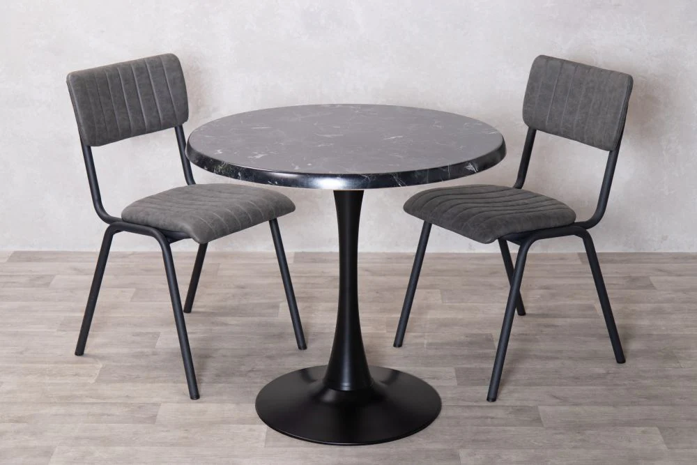 Alcantara Black Top Indoor Café Table Set - Image 14