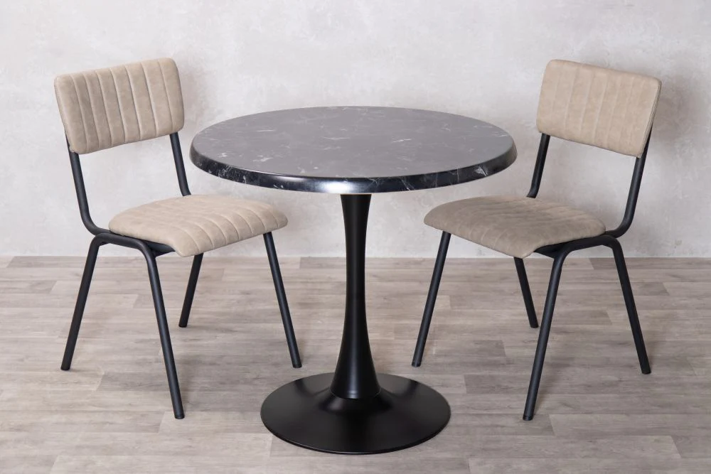 Alcantara Black Top Indoor Café Table Set - Image 16