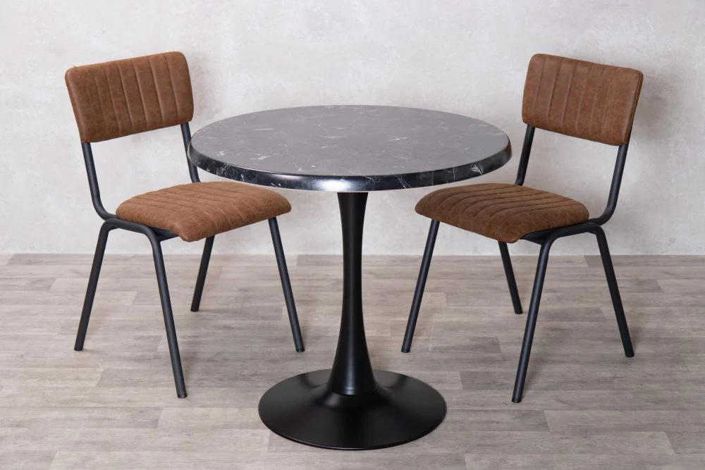 Alcantara Black Top Indoor Café Table Set - Image 17