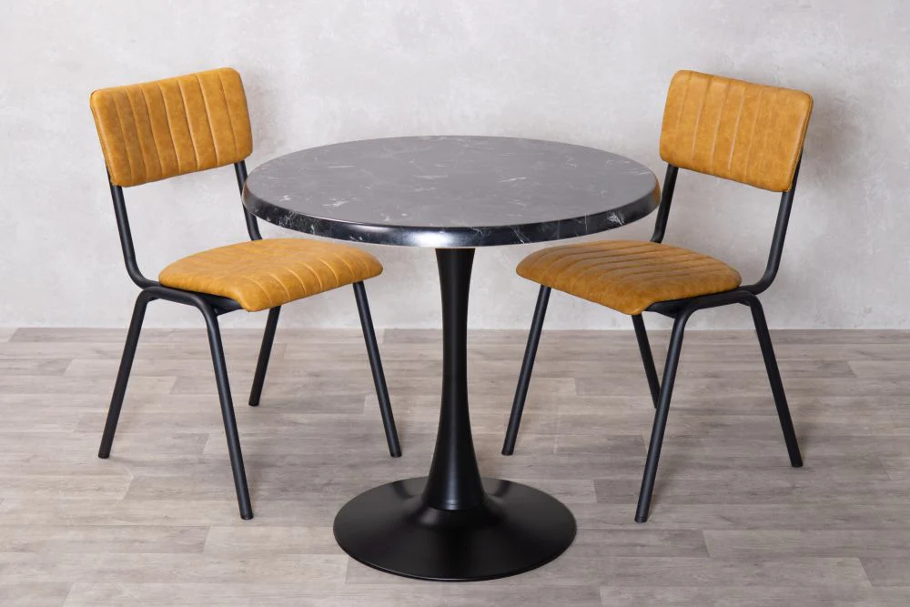 Alcantara Black Top Indoor Café Table Set - Image 18