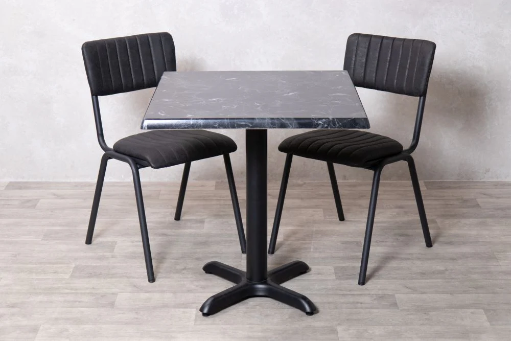 Alcantara Black Top Indoor Café Table Set - Image 23