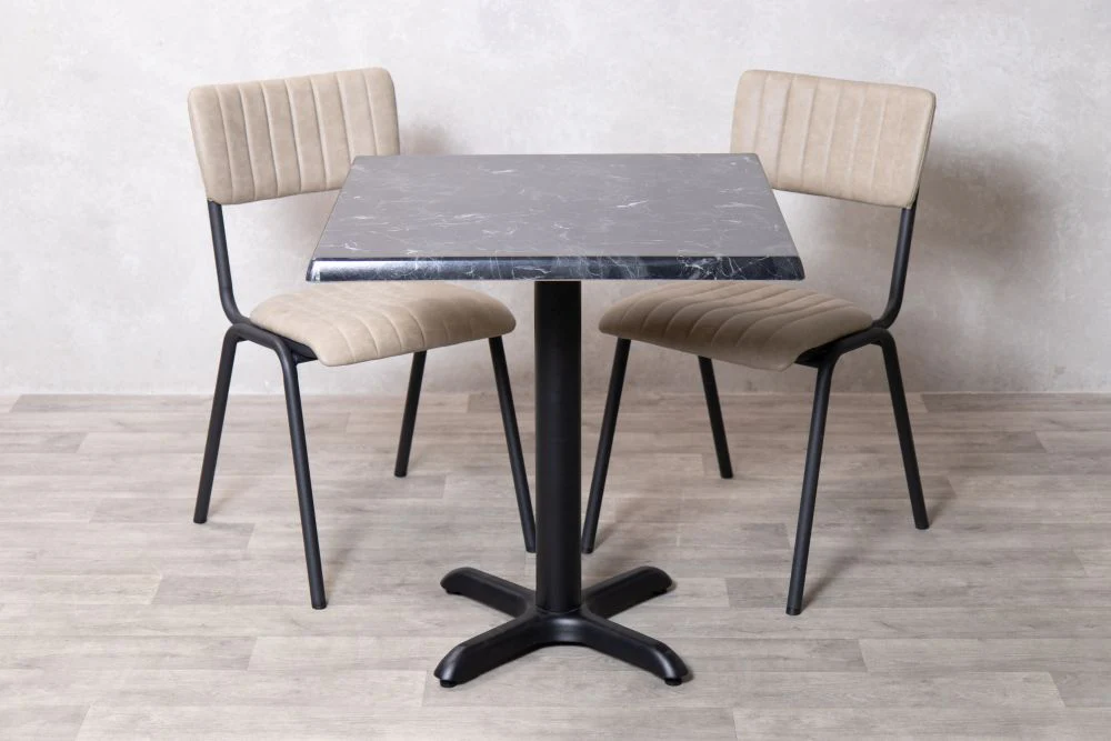 Alcantara Black Top Indoor Café Table Set - Image 24