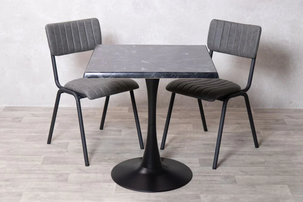 Alcantara Black Top Indoor Café Table Set - Image 34