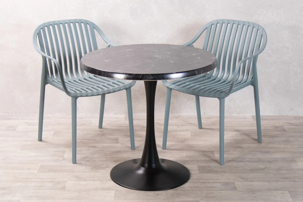 Alcantara Black Top Outdoor Café Table Set with California Chairs - Image 10