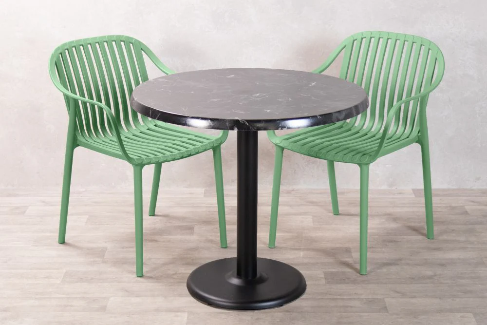 Alcantara Black Top Outdoor Café Table Set with California Chairs - Image 7