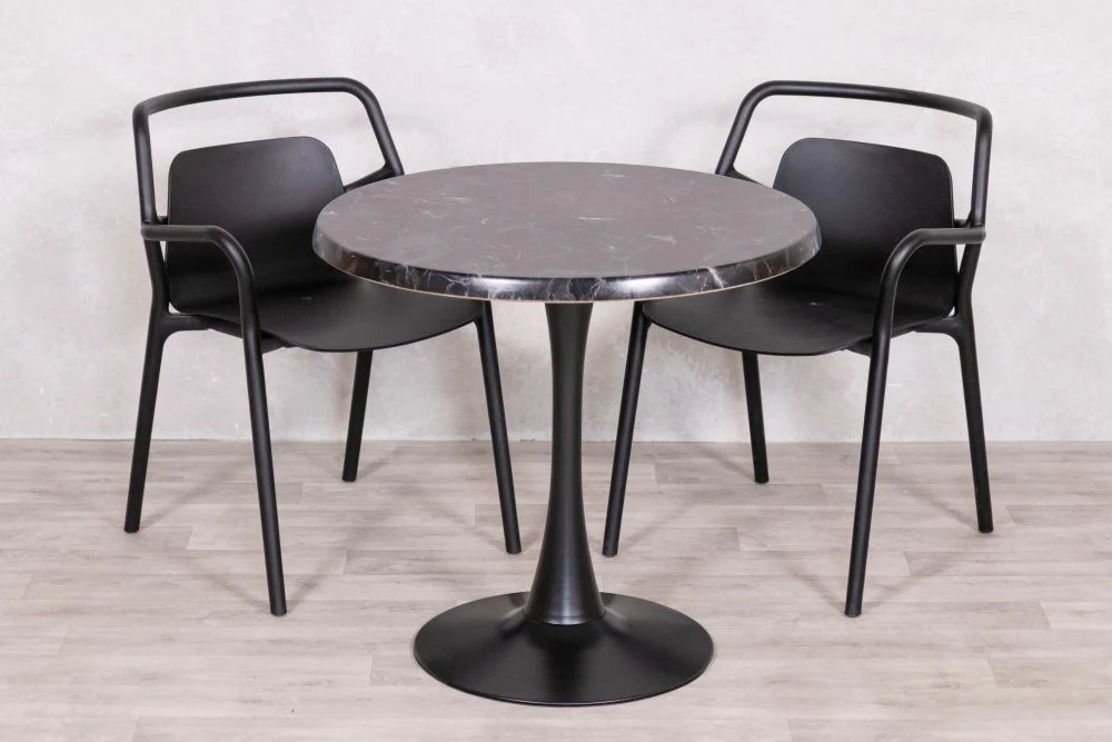 Alcantara Black Top Outdoor Café Table Set with Ibiza Chairs - Image 4