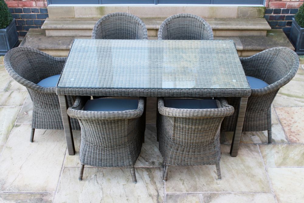 Alder Outdoor Furniture in Slate Grey - Round Table 4 Chairs - Image 2