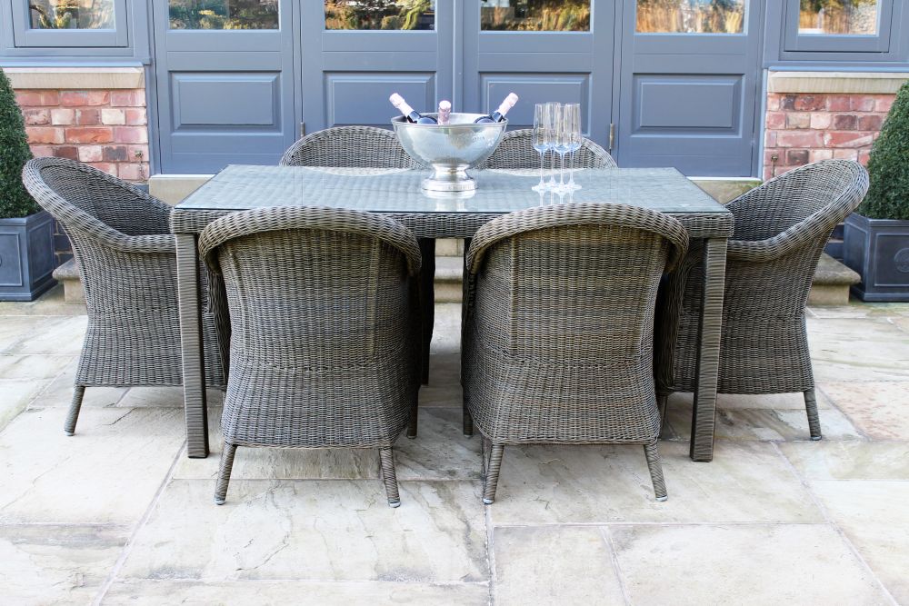 Alder Outdoor Furniture in Slate Grey - Round Table 4 Chairs - Image 5