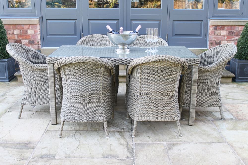 Alder Outdoor Furniture in Slate Grey - Round Table 4 Chairs - Image 6