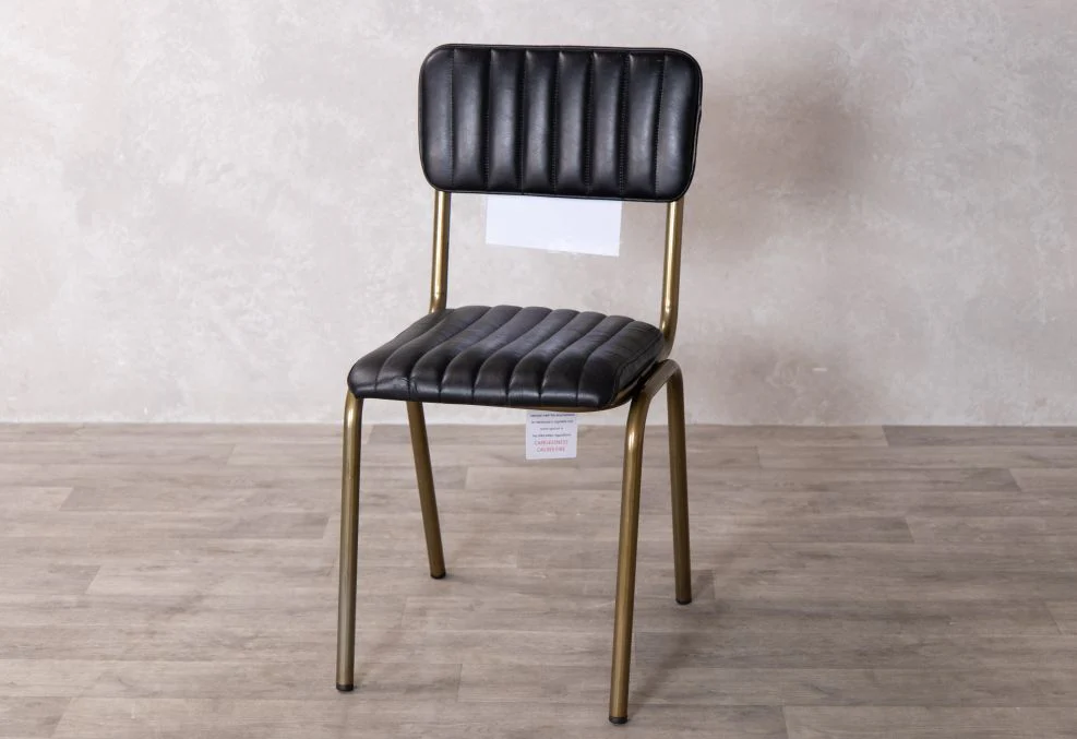 Arlington Dining Chair in Black with Brass Frame - SECONDS ITEM