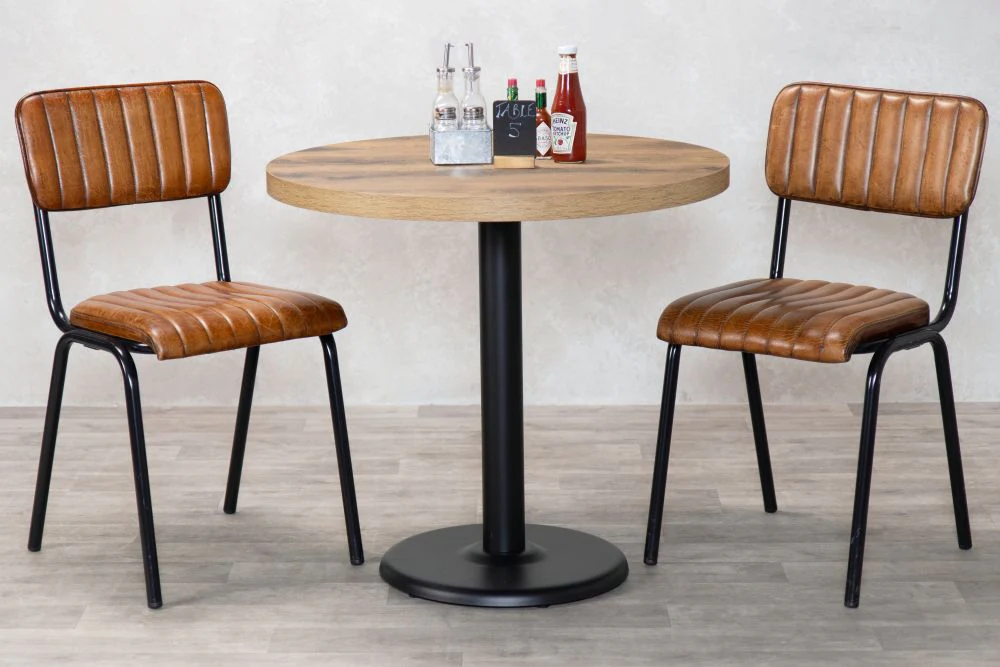 Ashford Round Country Oak Top Cafe Table - Image 5