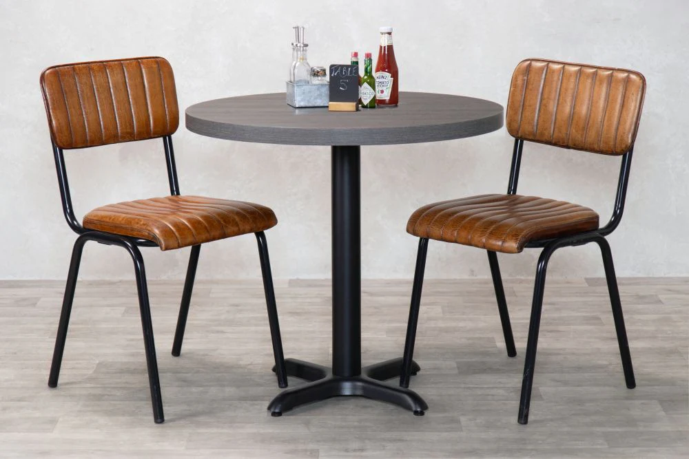 Ashford Round Grey Oak Top Cafe Table - Image 3