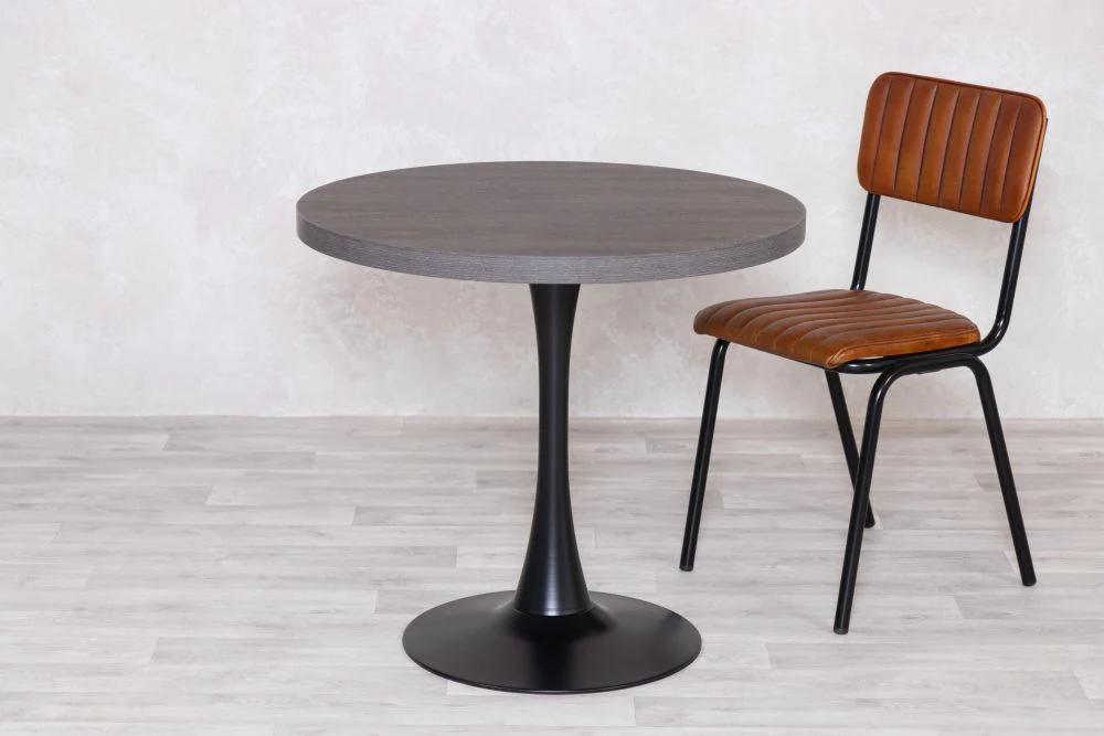 Ashford Round Grey Oak Top Cafe Table - Image 9
