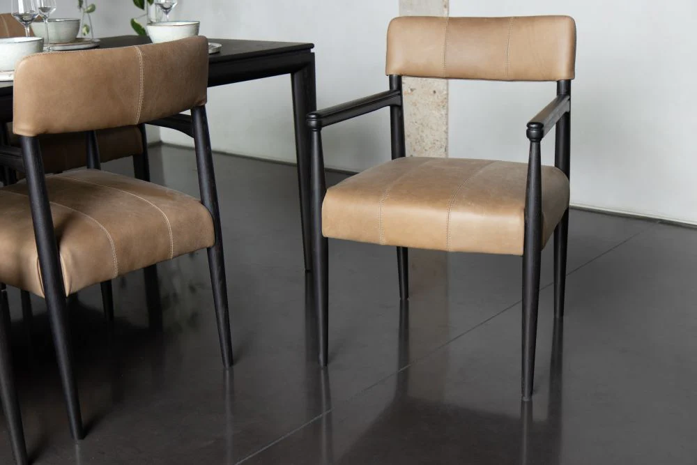 Baltimore Leather Dining Chair - Tan - Image 14