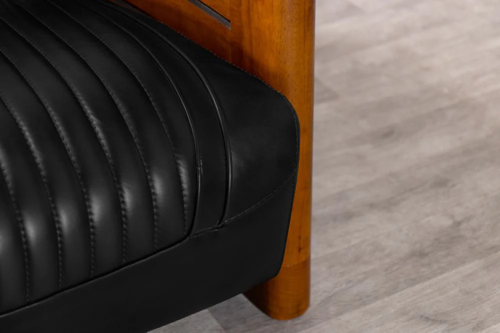 Belfast Leather Sofa in Black - Image 7