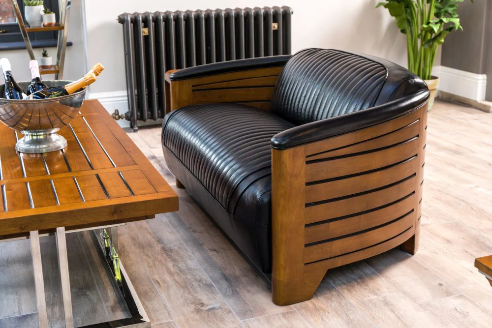 Belfast Leather Sofa in Black - Image 9