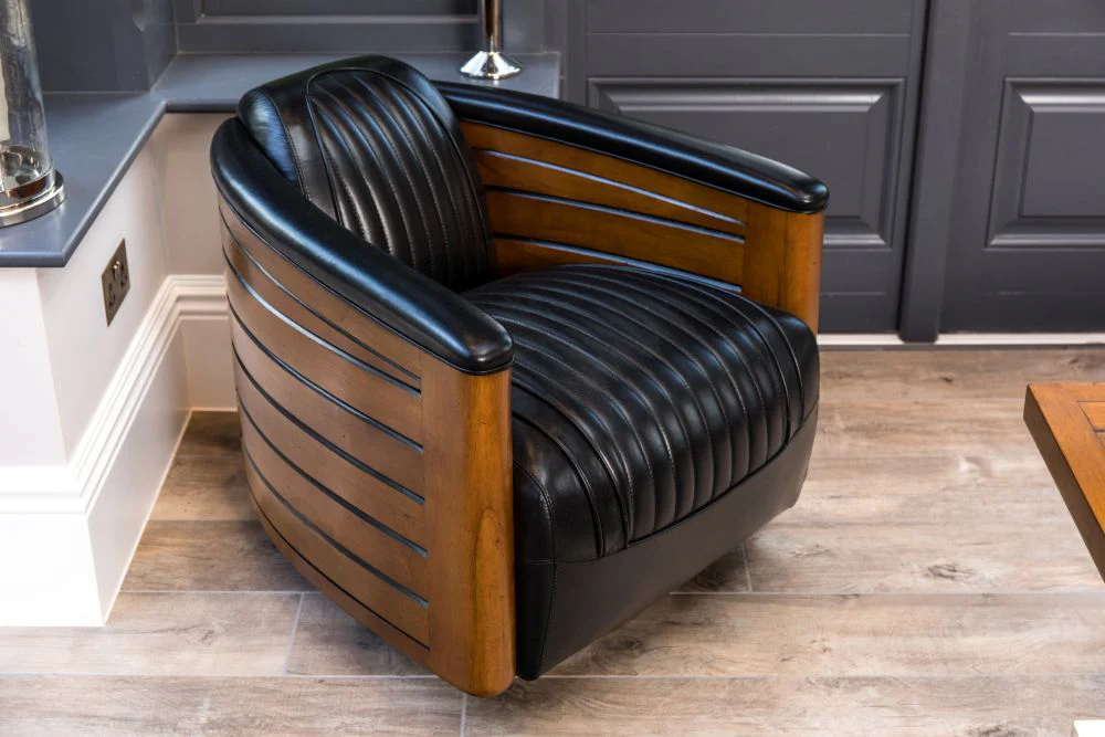 Belfast Leather Swivel Chair - Image 3
