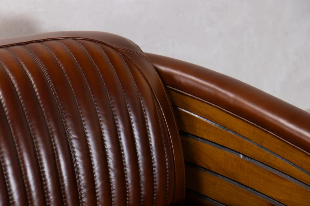 Belfast Leather Sofa in Cedar Brown - Image 4