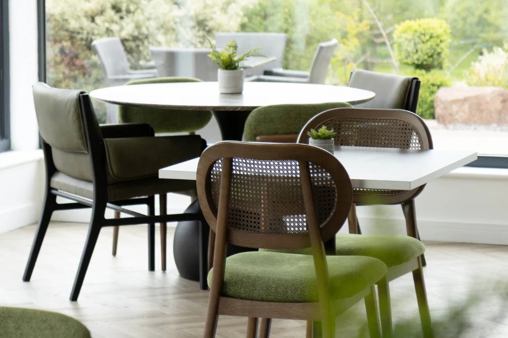 Bicester Round Dining Table with Grey Travertine Top - Image 9