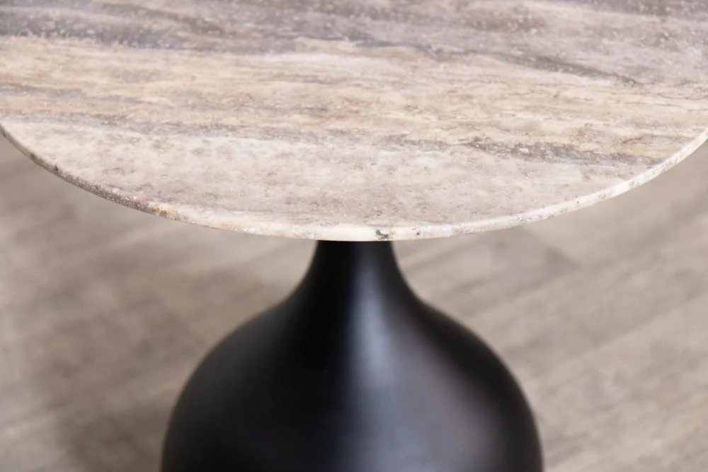 Bicester Side Table with Grey Travertine Top - Image 4