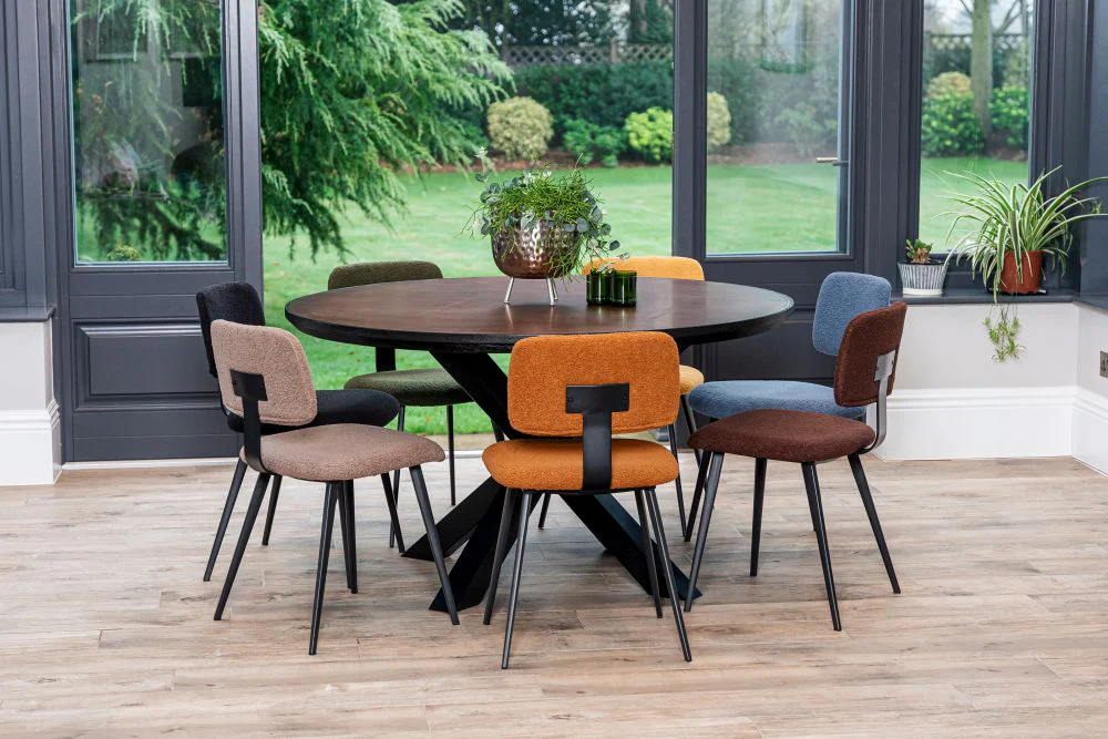Bridgwater Round Copper Top Dining Table - Black Base - Image 3