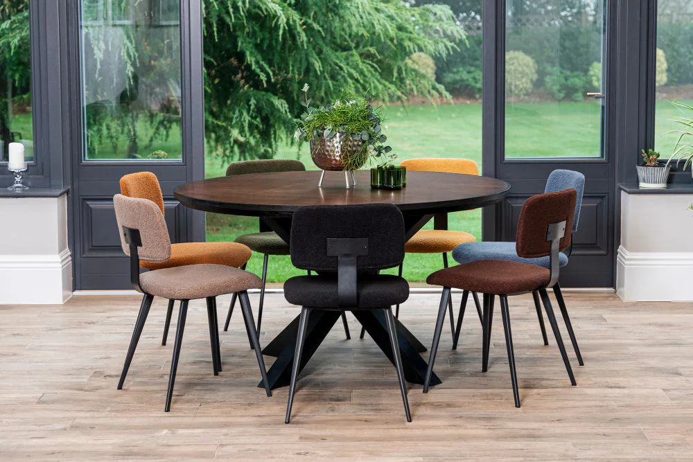 Bridgwater Round Copper Top Dining Table - Black Base - Image 4