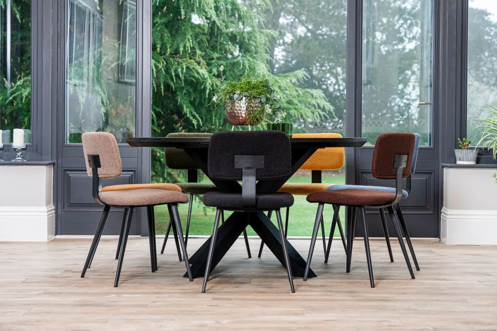 Bridgwater Round Copper Top Dining Table - Black Base - Image 7