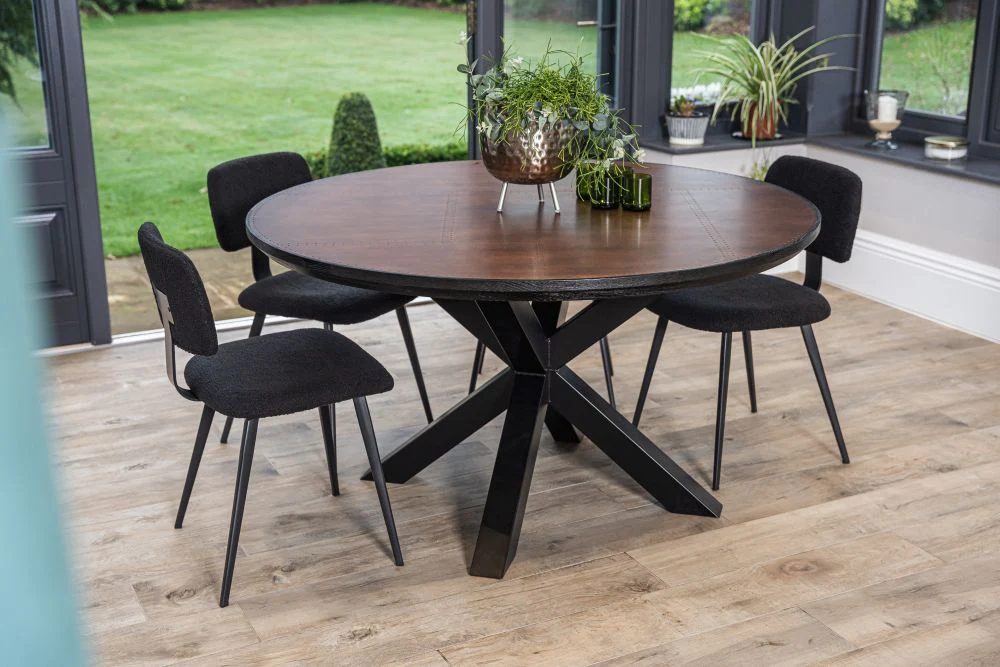 Bridgwater Round Copper Top Dining Table - Black Base - Image 9