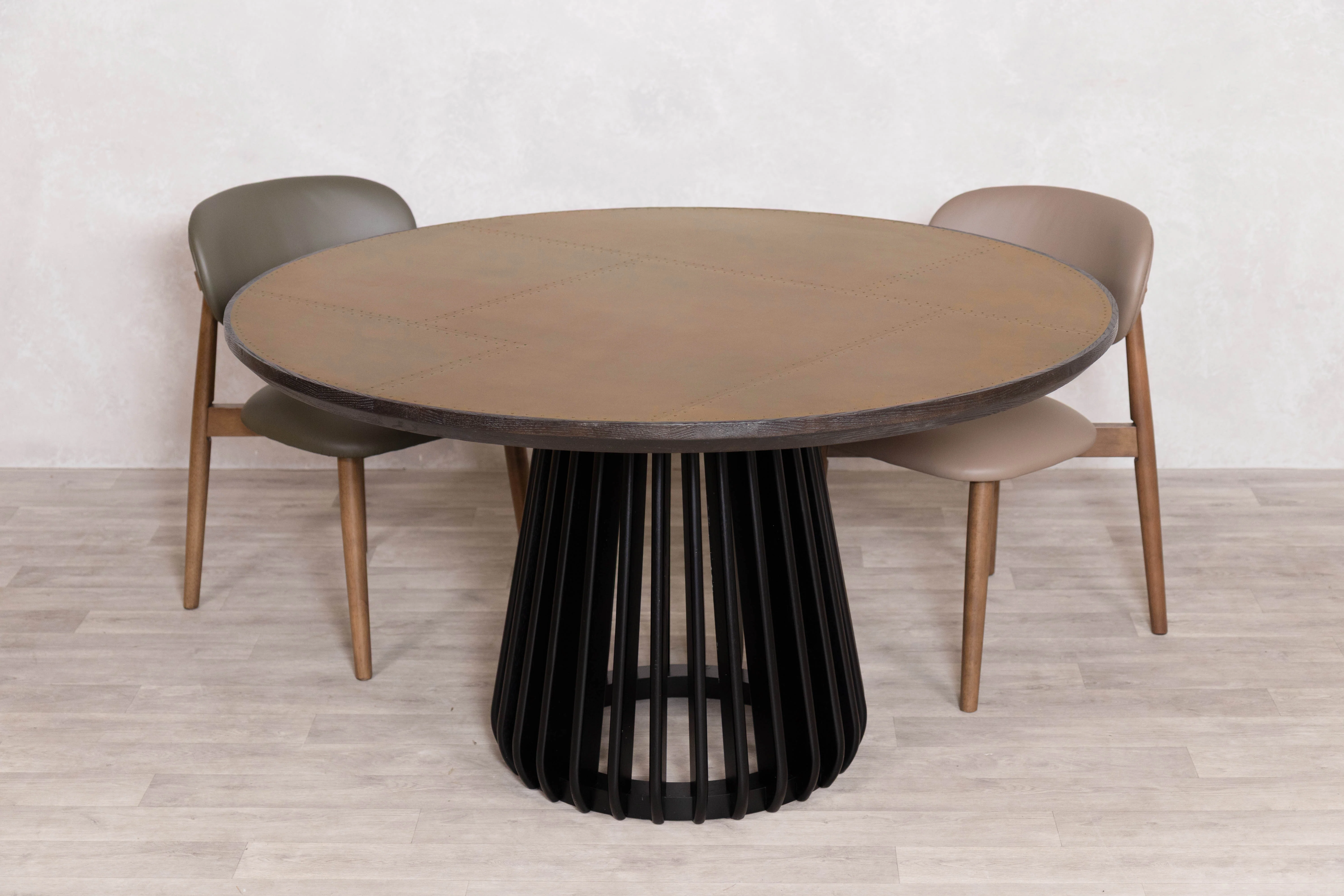 Round Brass Top With Black Edging Dining Table - Image 5