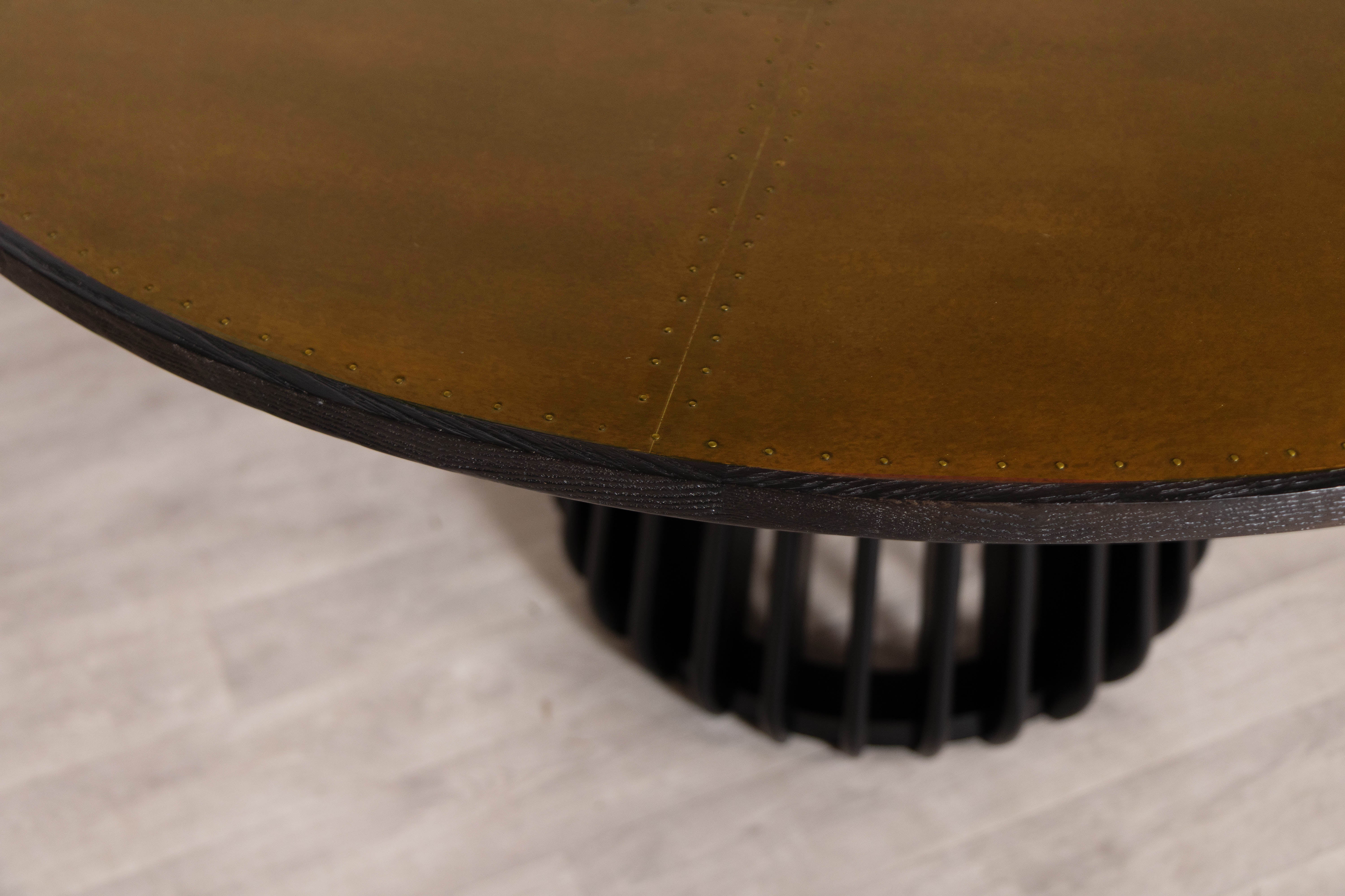 Round Brass Top With Black Edging Dining Table - Image 7