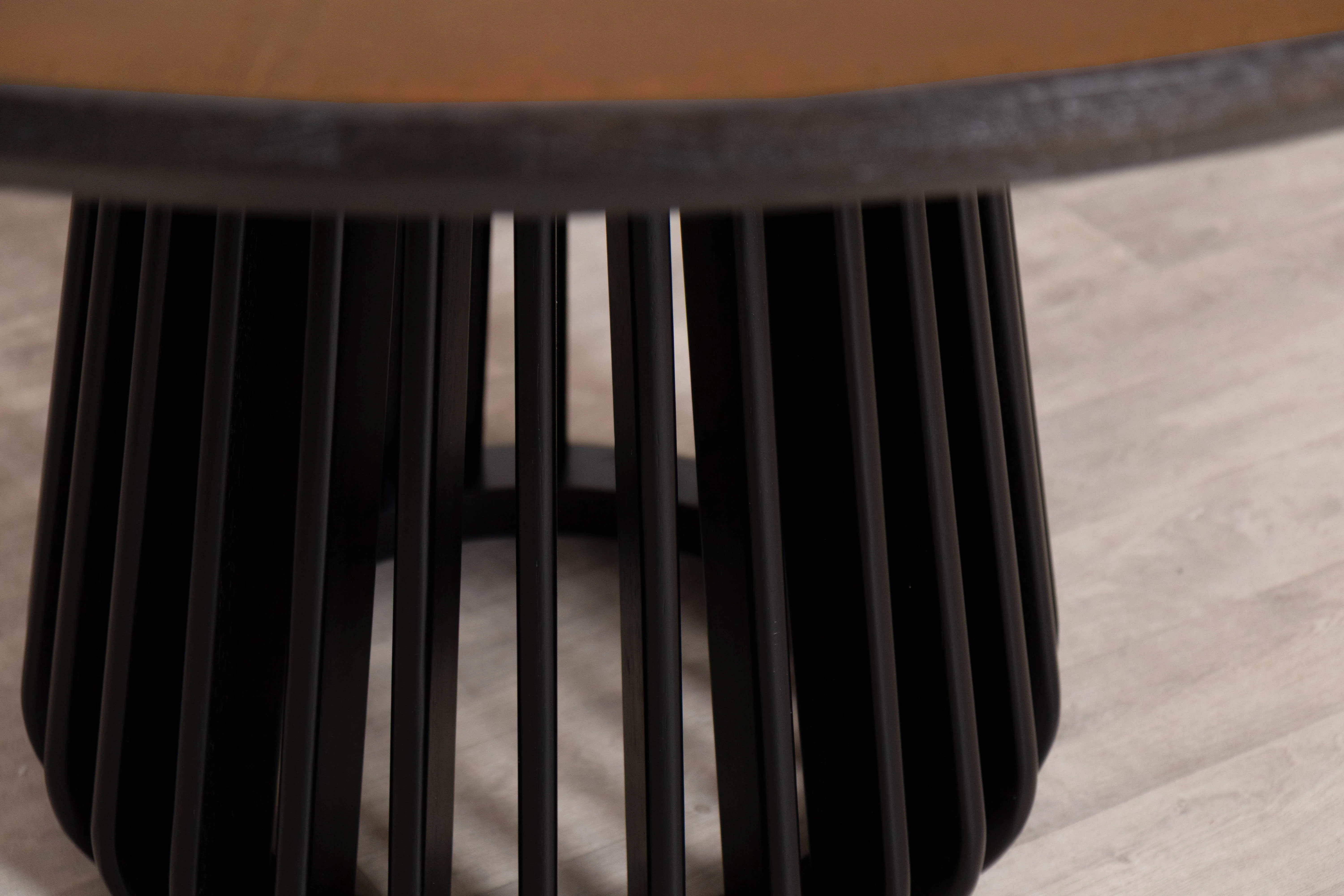 Round Brass Top With Black Edging Dining Table - Image 8