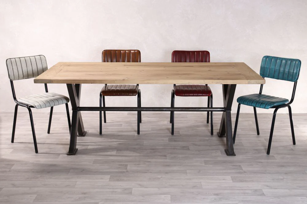 Brixham Reclaimed Top X-Leg Dining Table - Image 3