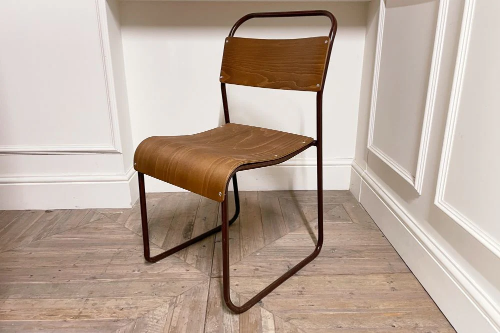 Burgundy Stacking Chair with Plywood Seat & Back