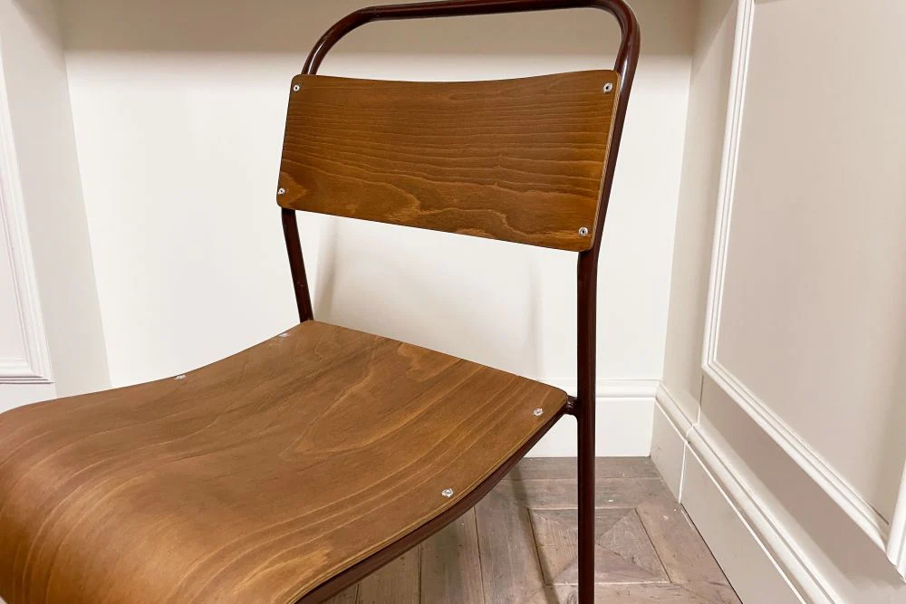 Burgundy Stacking Chair with Plywood Seat & Back - Image 4