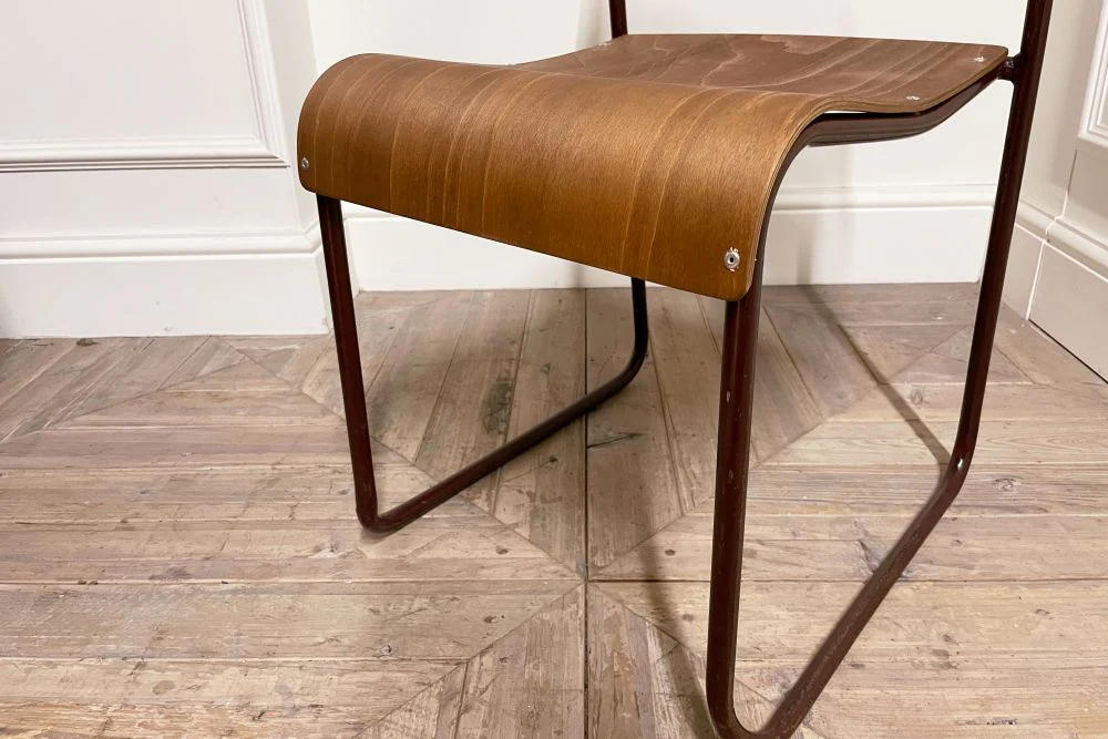 Burgundy Stacking Chair with Plywood Seat & Back - Image 5