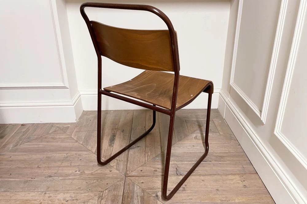 Burgundy Stacking Chair with Plywood Seat & Back - Image 6